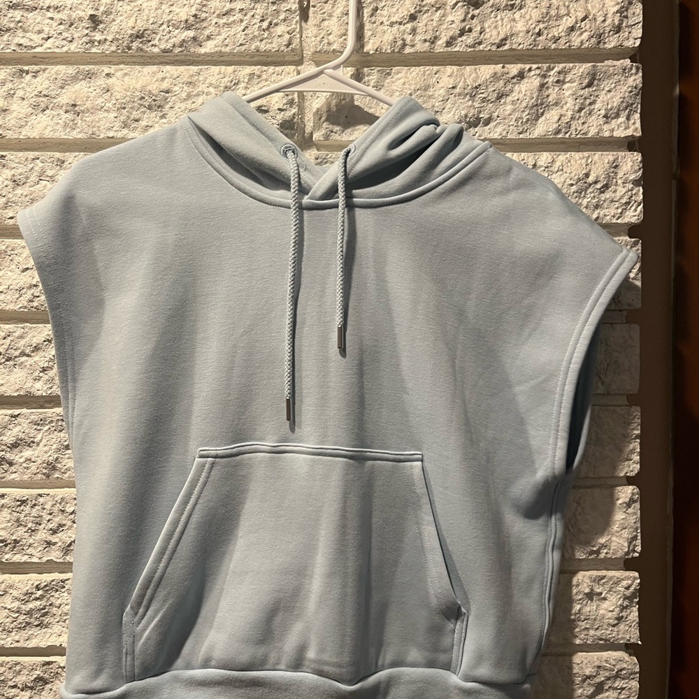 Fabletics Sky Blue Sleeveless Hoodie